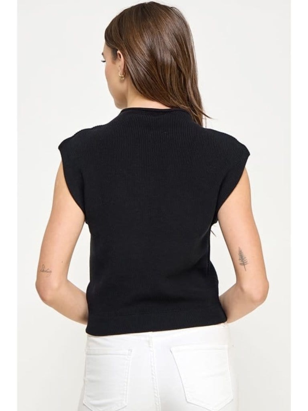 Ellison | Mock Neck Statement Power Shoulder Sweater Vest, Size M - Picture 2 of 8